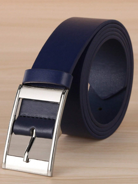 1pc Men Rectangle Buckle Casual Belt For Daily Life