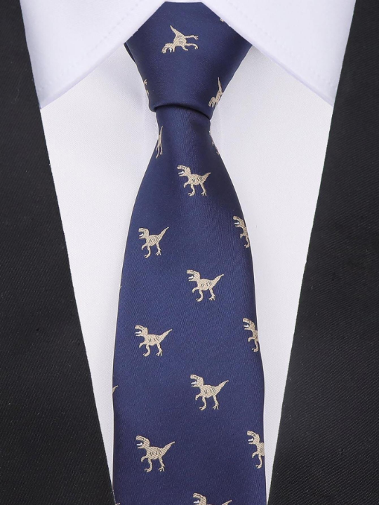 1pc Men Dinosaur Embroidery Tie Stylish Design Tie Enhancing Attire