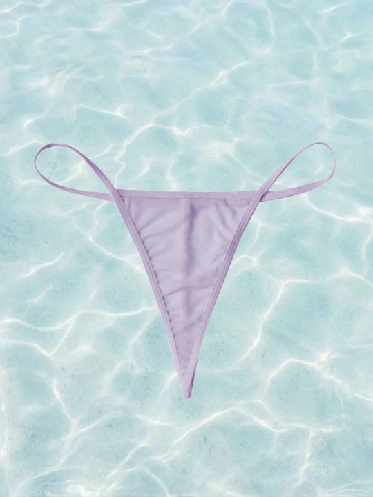 Mermaid Contrast Lace Asymmetrical Hem Slips With Thong