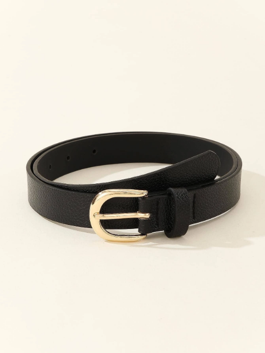 1pc Women's Metal Square Buckle Simple & Versatile Waist Belt For Dress, Jeans, Trousers