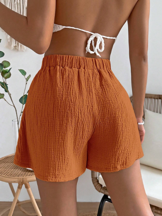 VCAY Solid Knot Waist Shorts