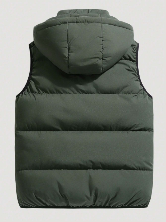 Men Zip Up Hooded Vest Winter Coat