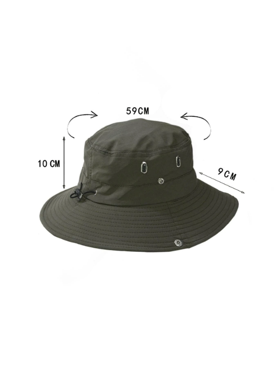 1pc Men Drawstring Decor Casual Sun Protection Bucket Hat, For Outdoor