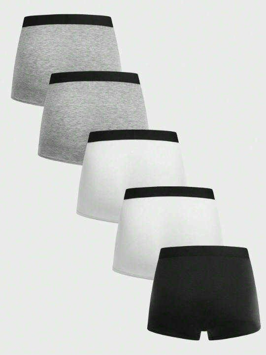 Men 5pcs Contrast Binding Boxer Brief