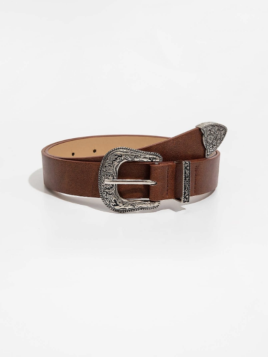 Textured Metal Buckle Belt