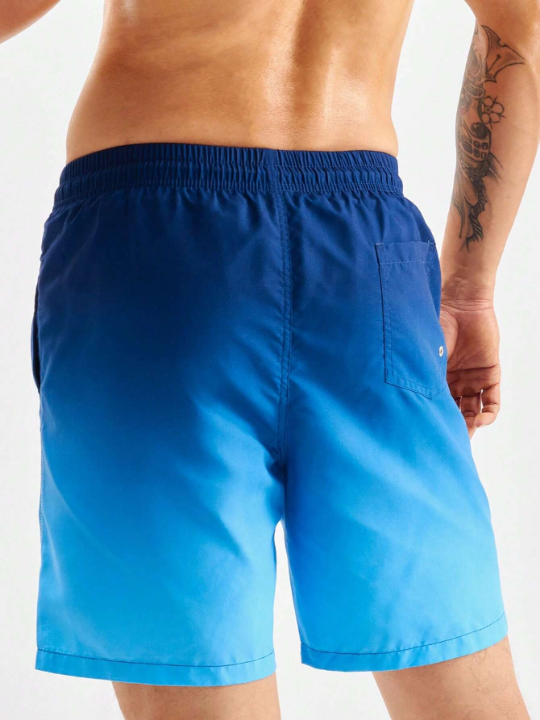 Manfinity Swimmode Men Ombre Drawstring Waist Swim Trunks & Compression Liner