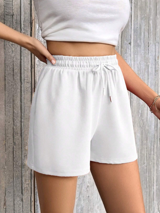 Essnce Drawstring Waist Slant Pocket Track Shorts