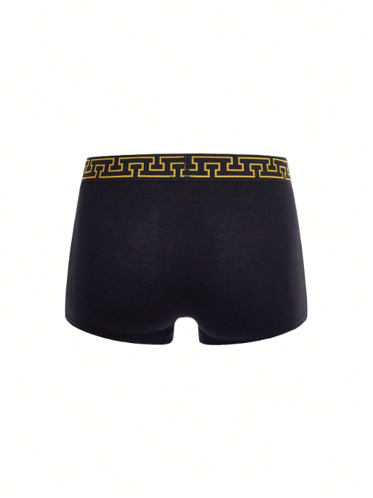 Men 3pcs Geo Print Tape Waistband Boxer Brief