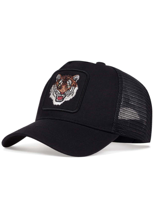1pc Unisex Tiger Embroidered Adjustable Fashionable Trucker Hat For Daily Life