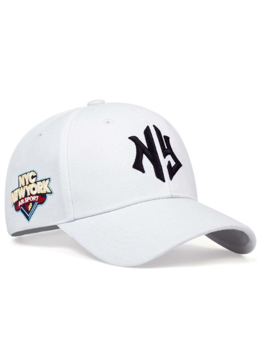 1pc Men's Gothic Letter Side Embroidered Geometric Pattern Baseball Cap, Outdoor Adjustable Sun Protection Hat Suitable For Spring And Autumn Travel Beach Parties