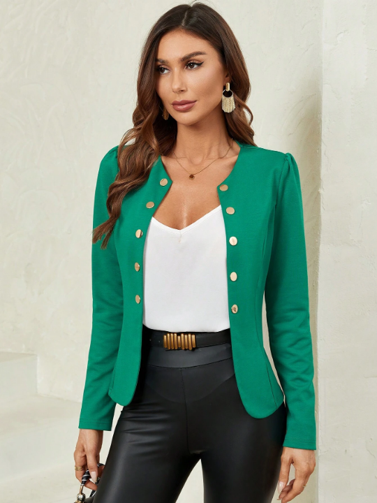 Clasi Solid Button Front Jacket