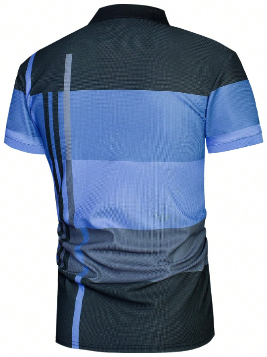 Manfinity Homme Men Striped Print Colorblock Polo Shirt