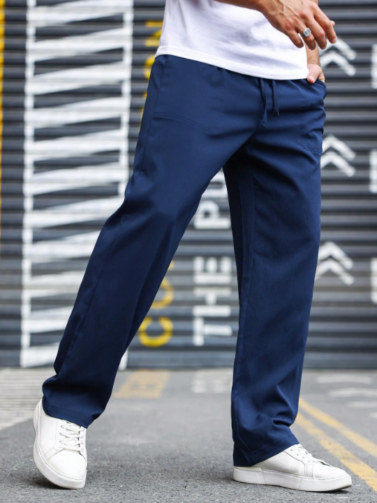 Manfinity Homme Loose-Fit Men's Slant Pocket Straight-Leg Trousers