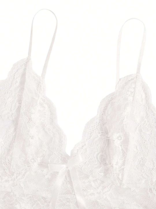 Floral Print Bow Front Lace Lingerie Set