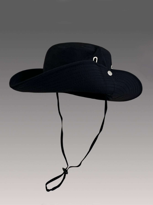 Japanese Style Quick-Dry Drawstring Bucket Hat For Women, Summer Sun Protection, Outdoor Hiking, Western Cowboy Sun Hat For Men Casual