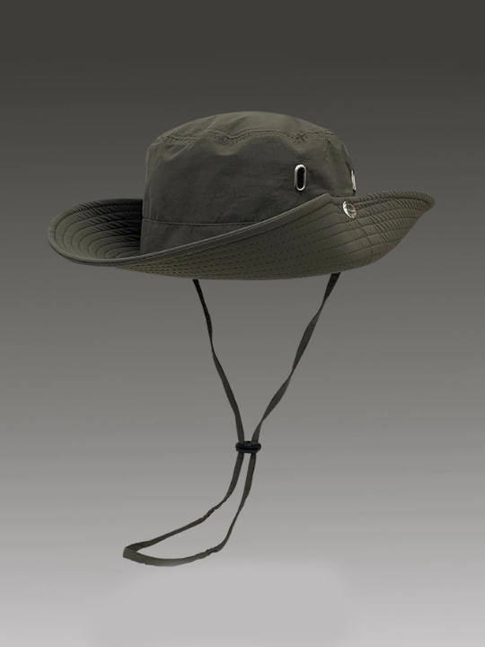 Japanese Style Quick Dry Fishing Hat With Drawstring For Women, Men's Western Cowboy Hat For Outdoor Activities In Summer Casual