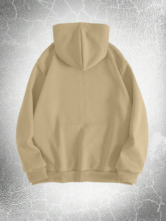 ROMWE Goth Guys Skull & Letter Graphic Zip Up Thermal Lined Hoodie