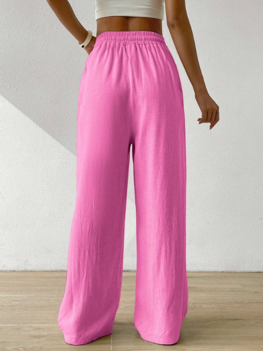 EZwear Drawstring Waist Wide Leg Pants