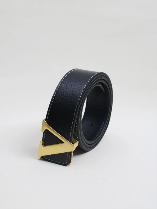 1pc Men Letter Buckle Solid Fashion Belt For Daily Life