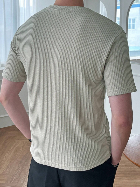 DAZY Men Solid Ribbed Knit Tee