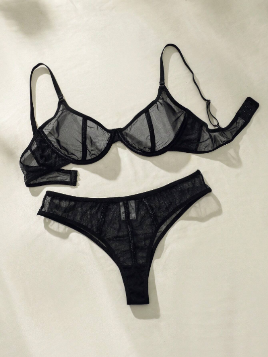 Sheer Mesh Underwire Lingerie Set