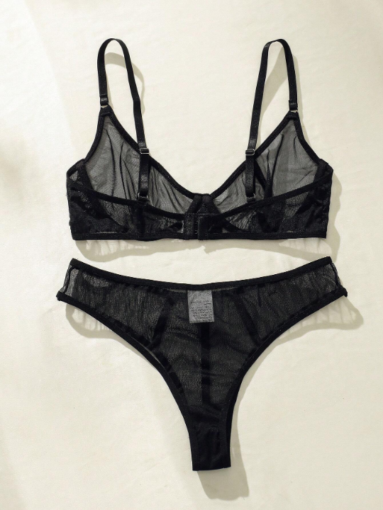 Sheer Mesh Underwire Lingerie Set