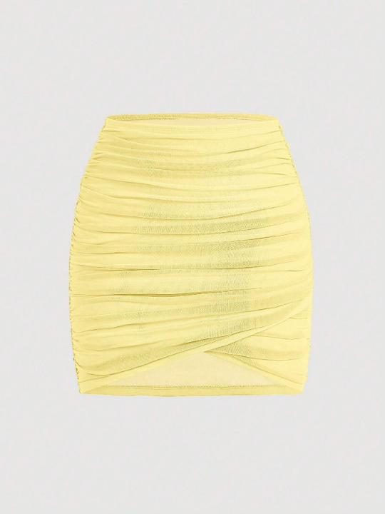 MOD Solid Ruched Wrap Skirt