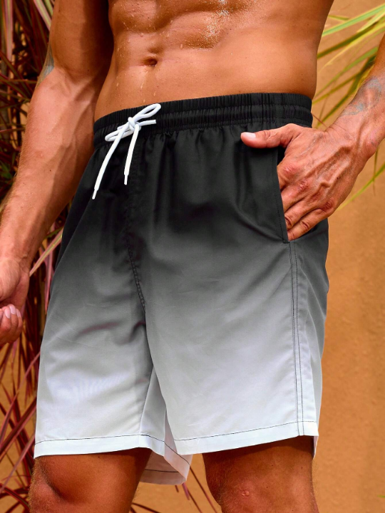 Manfinity Swimmode Men Ombre Drawstring Waist Swim Trunks