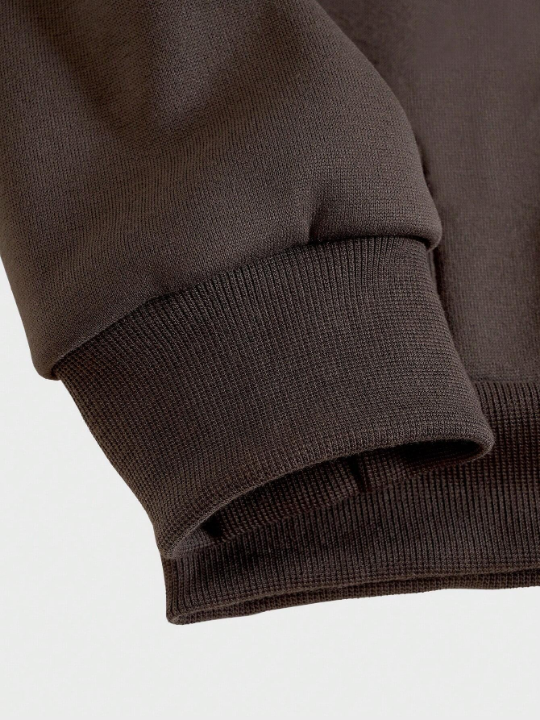 ROMWE Academia Men Skull & Letter Graphic Zip Up Thermal Lined Hoodie