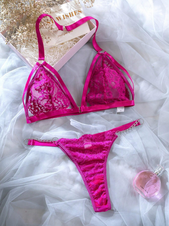 Floral Lace Harness Lingerie Set