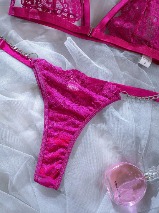 Floral Lace Harness Lingerie Set