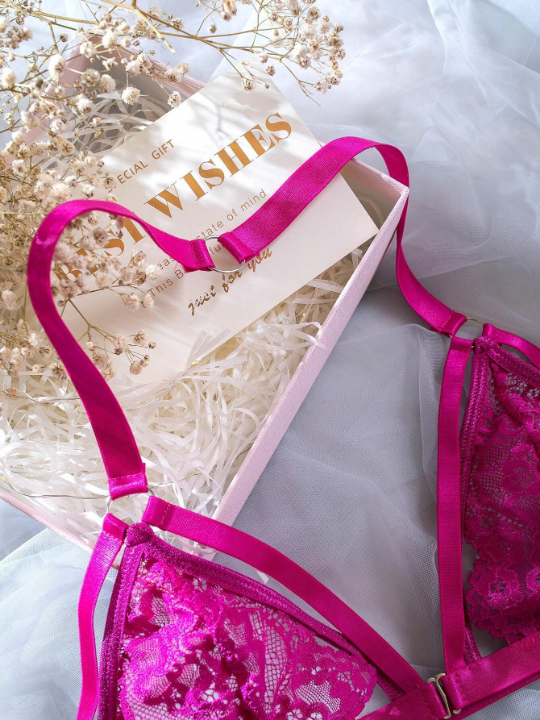 Floral Lace Harness Lingerie Set