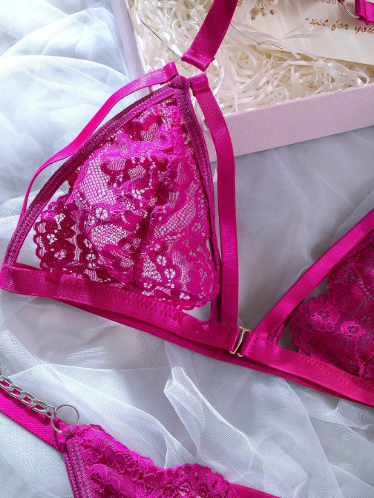 Floral Lace Harness Lingerie Set