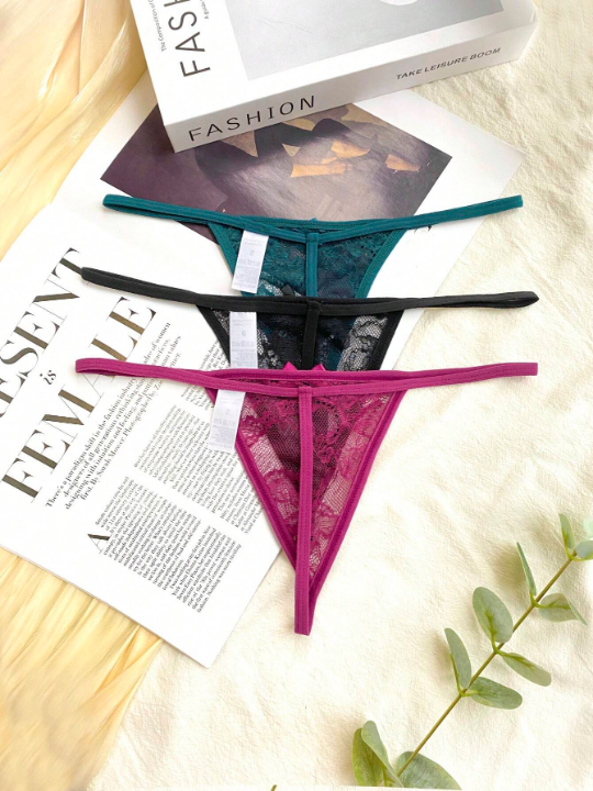 Classic Sexy 3pack Floral Lace V-strings