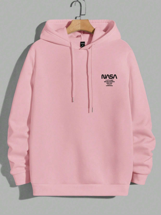 Cottnline Men Letter Graphic Drawstring Hoodie