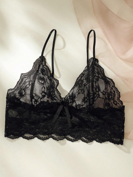 Floral Lace Bralette With Floral Print Shorts