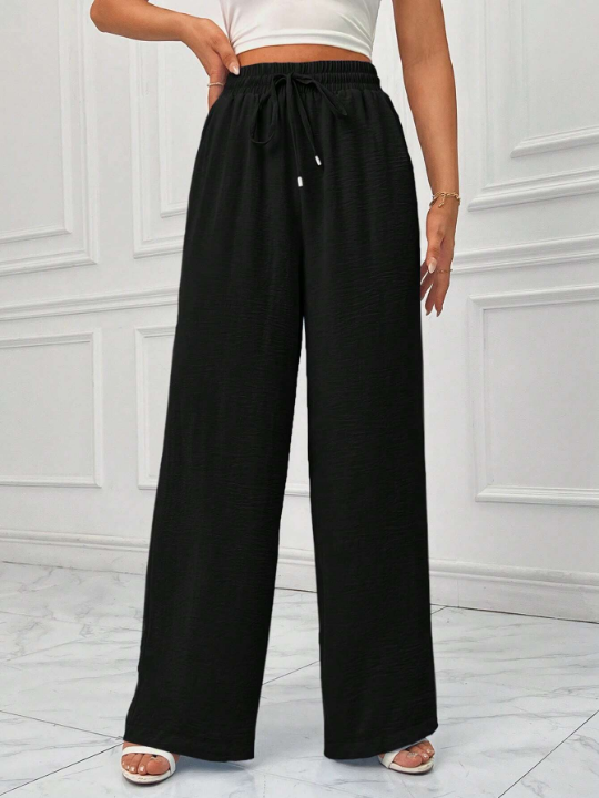 Essnce Drawstring Waist Wide Leg Pants