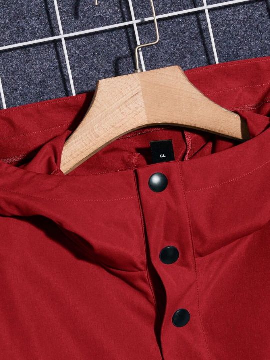 Manfinity Hypemode Loose-Fit Men's Half-Button Hooded Jacket With Letter Details