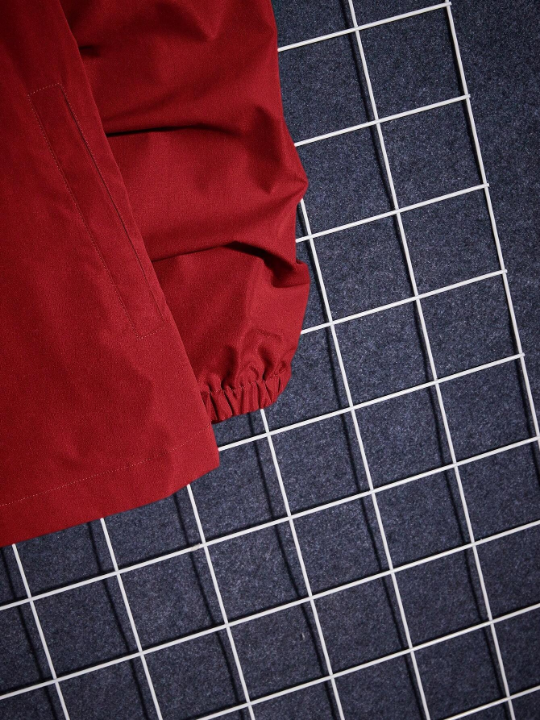 Manfinity Hypemode Loose-Fit Men's Half-Button Hooded Jacket With Letter Details