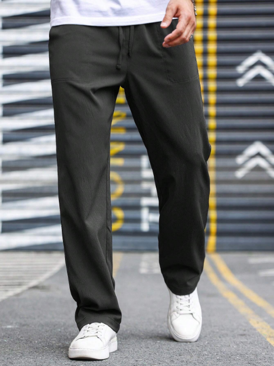 Manfinity Homme Loose Men's Drawstring Waist Straight Leg Pants