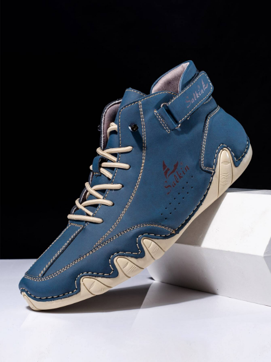 Handmade Casual Men's Shoes With Breathable Design, Comfortable PU Leather Boots For Men's Casual Wear