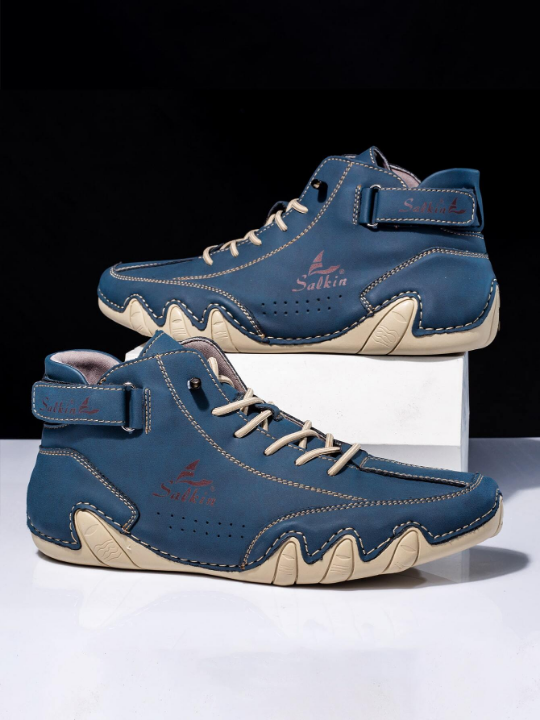 Handmade Casual Men's Shoes With Breathable Design, Comfortable PU Leather Boots For Men's Casual Wear