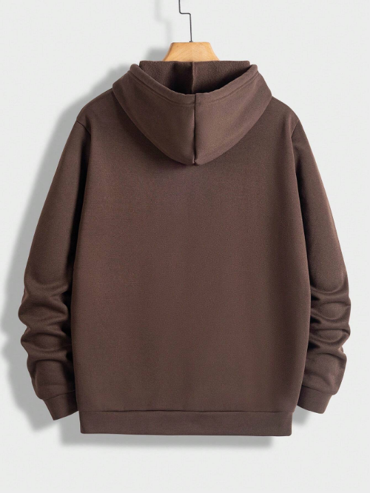 Manfinity Hypemode Men Letter Graphic Drawstring Thermal Lined Hoodie