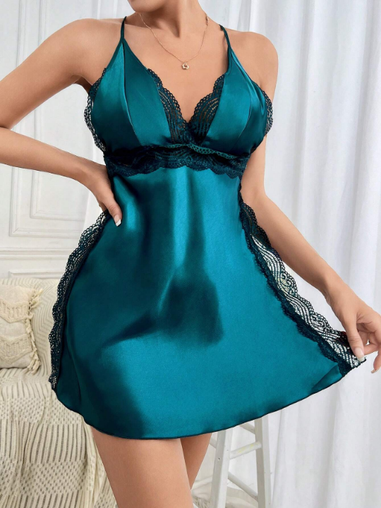 Contrast Lace Satin Slips