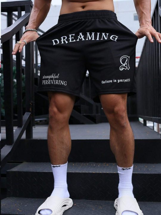 Sport Corelite Men Letter Graphic Sports Shorts