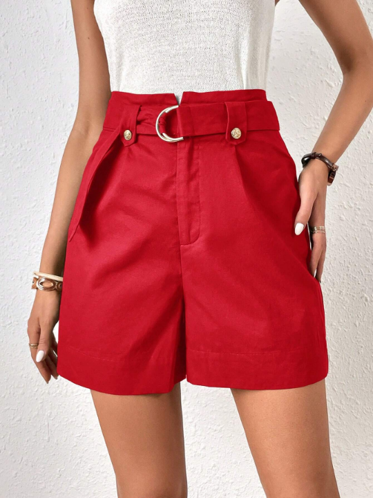Frenchy High Waist Belted Shorts