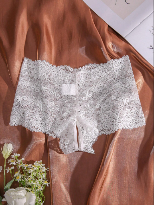 Floral Lace Crotchless Panty