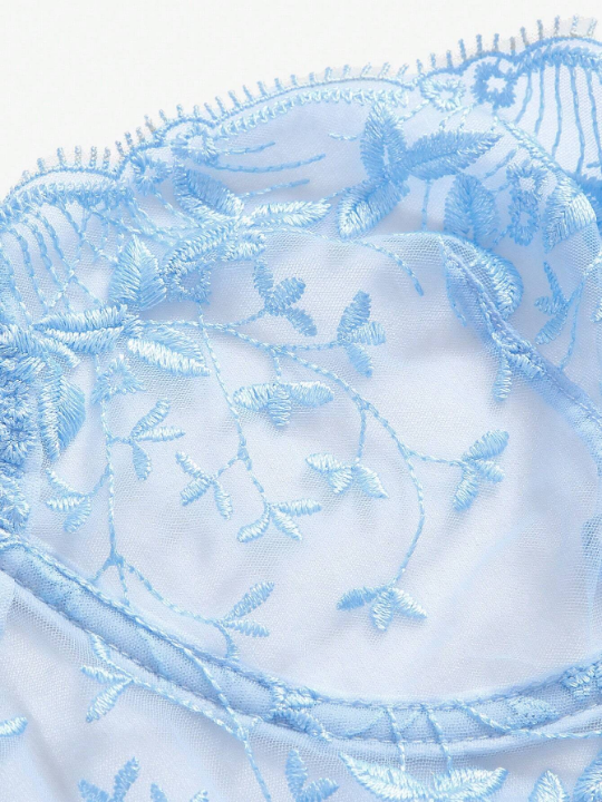 Classic Sexy Embroidered Mesh Underwire Lingerie Set