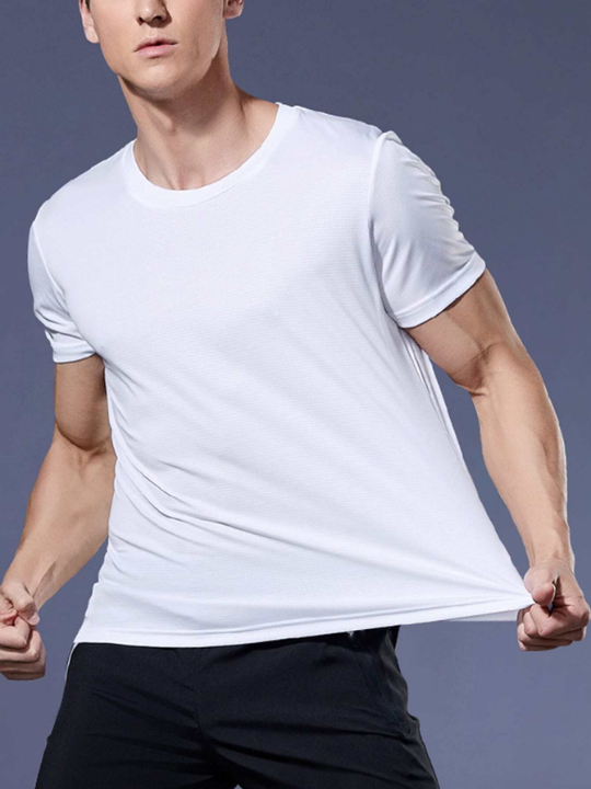 Men's Summer Sportswear, Loose Fitting Short Sleeve Training Tops For Fitness, Basketball, Soccer, Running (White) Gym Clothes Men Basic T Shirt