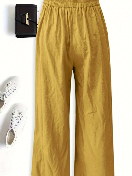 Solid Wide Leg Pants